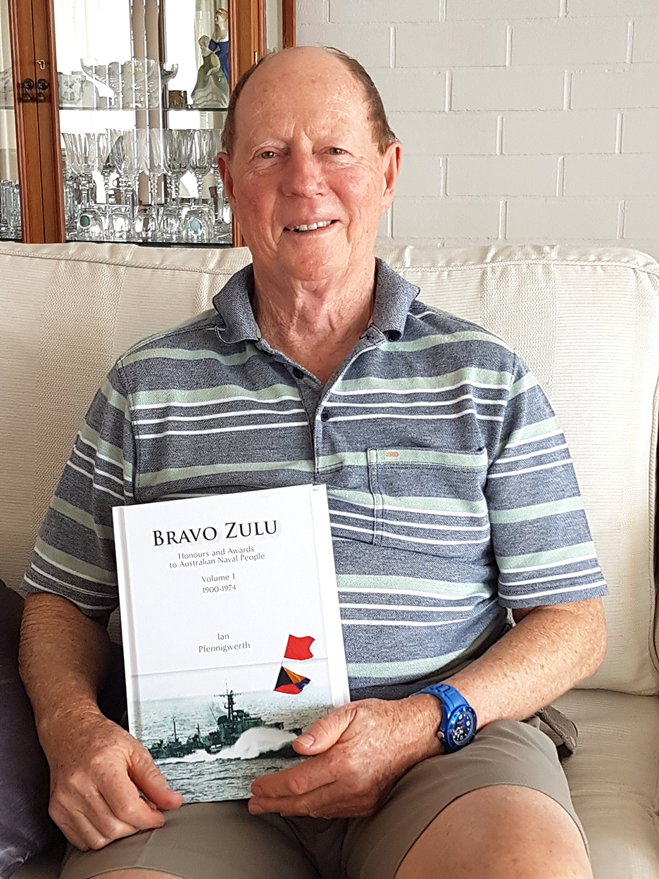 Ian Pfennigwerth with his book ‘Bravo Zulu’.