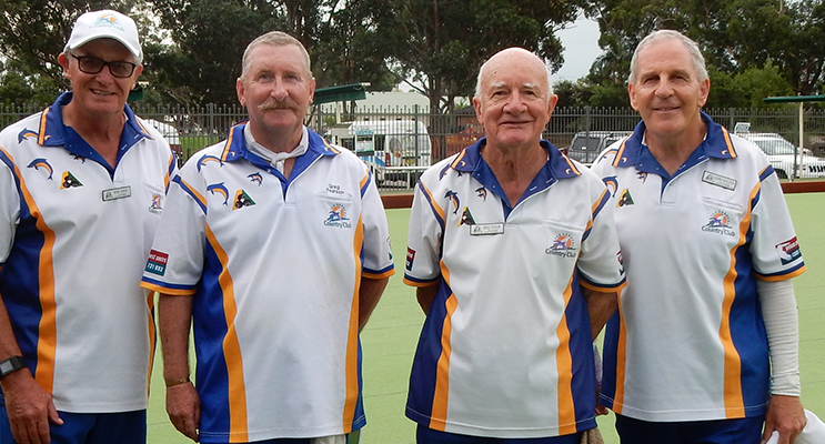 The undefeated Mid-Week Pennant team of Peter Gurney, Greg Pearson, Doug Naylor and Geoffrey Muggleton who have won their last 5 matches on the last end: "The Houdini Four".