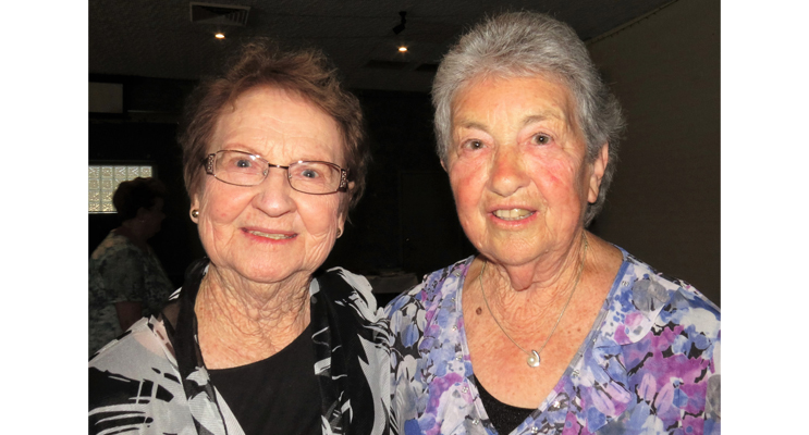Old friends Joan Cheers and Irene Worth catch up at the 2016 get together.