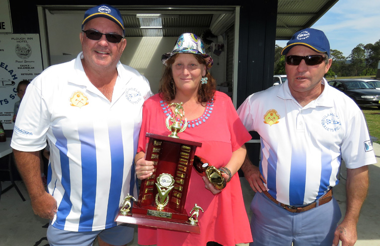 Steve Locke, Club Person of the Year Lisa Rose and Paul Kiem, who started the soccer club in 1988. 