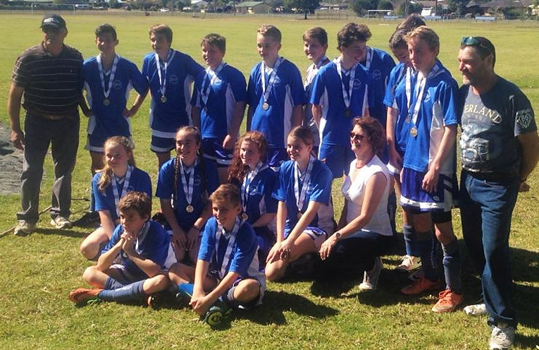 2017 Minor Premiers: Bulahdelah Soccer Club’s travelling team at the club presentation. 