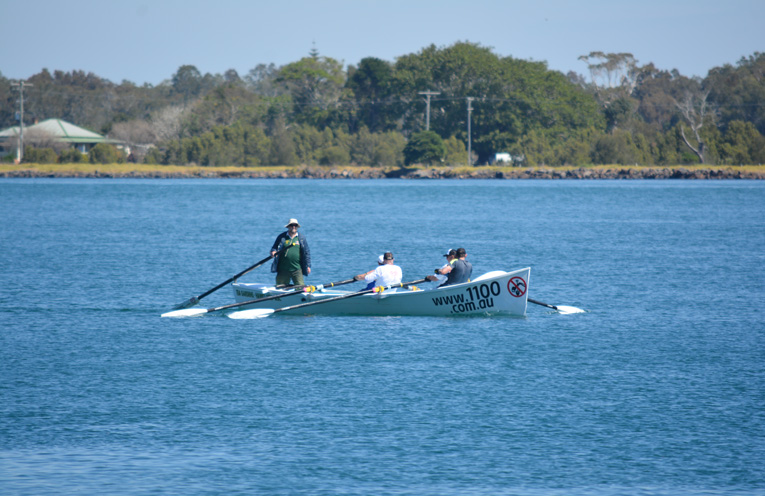 AUSTRALIAN RIVER ROWERS EVENT: Tea Gardens/Hawks Nest crew rowing the Macleay River.