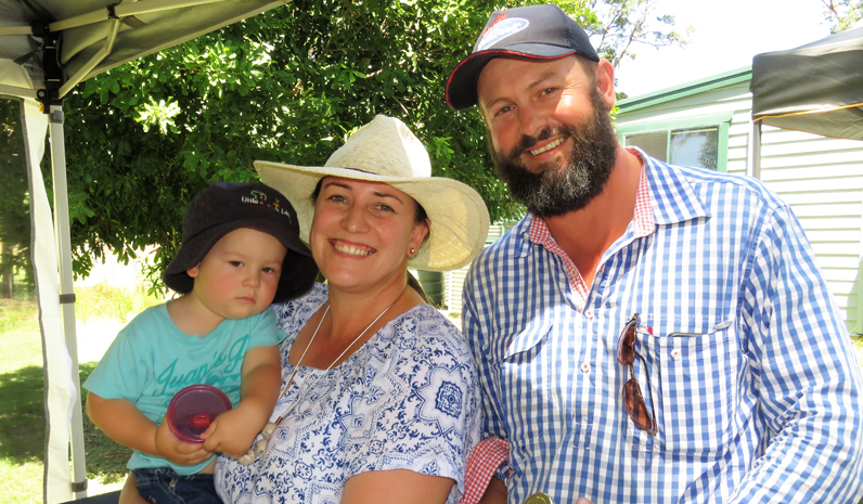 Jack, Em and Andrew Yeo sample the produce at Billabong Cottage. 