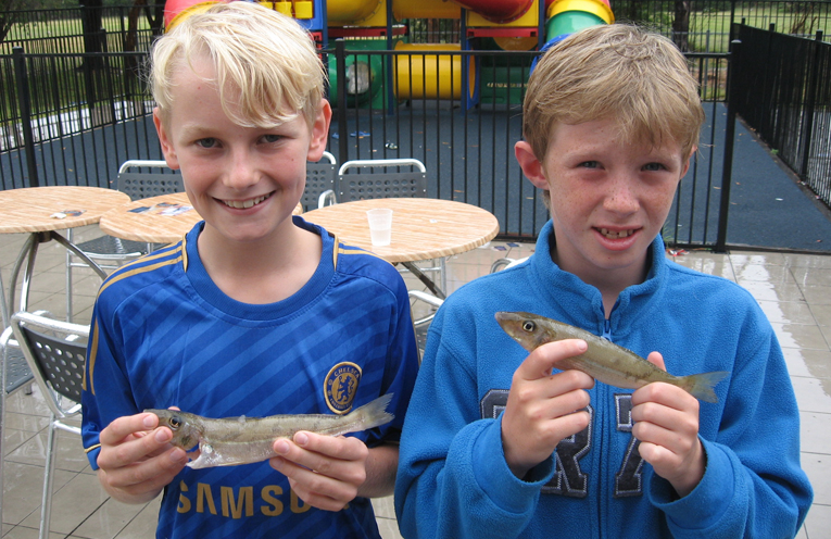 'Winners are grinners': Previous winners at the weigh-in.