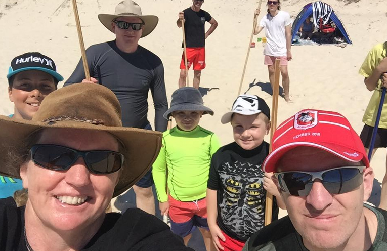 Student and Instructors on Hawks Nest beach.