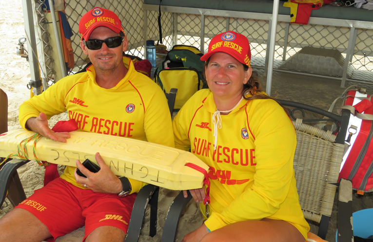 Surf Patrol: Steve Tranter and LJ Chester at Bennetts Beach.