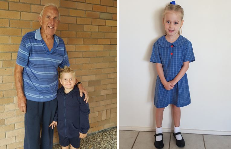 Jake Pevitt with his Great Grandfather John Pevitt. (left) Olivia Storer - Wirreanda Public School. (right)