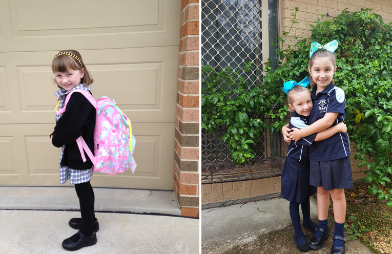 Ashley Hitchcock - Medowie Public School. (left) Nardia McCabe with big sister Olivia - Tanilba Bay Public School. (right)