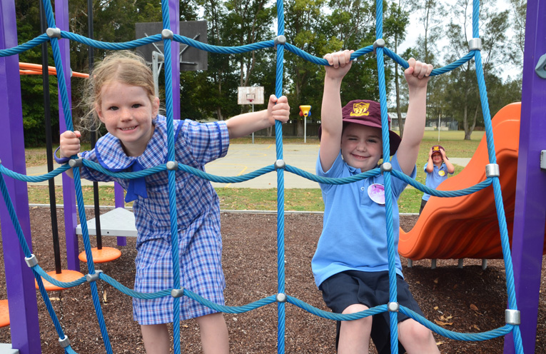 First Day Fun: Emily Watson and Stella Jacobsen at Tea Gardens. Photo: TGPS