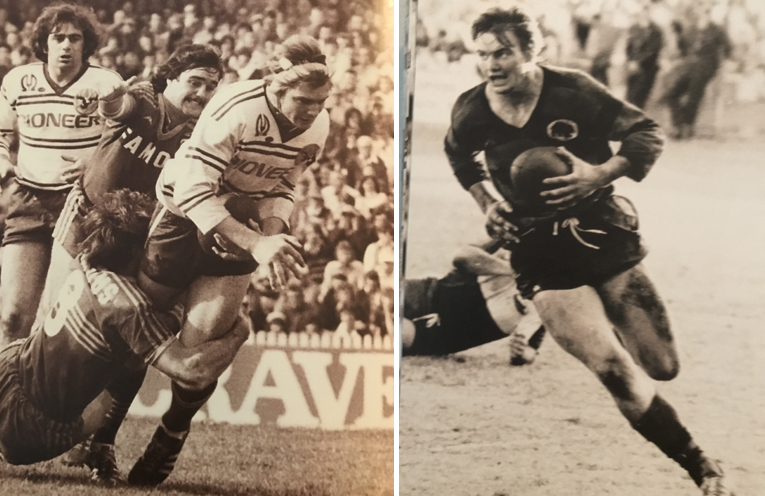 Bruce Walker on the field in his playing years. (left) Bruce Walker in his heyday. (right)