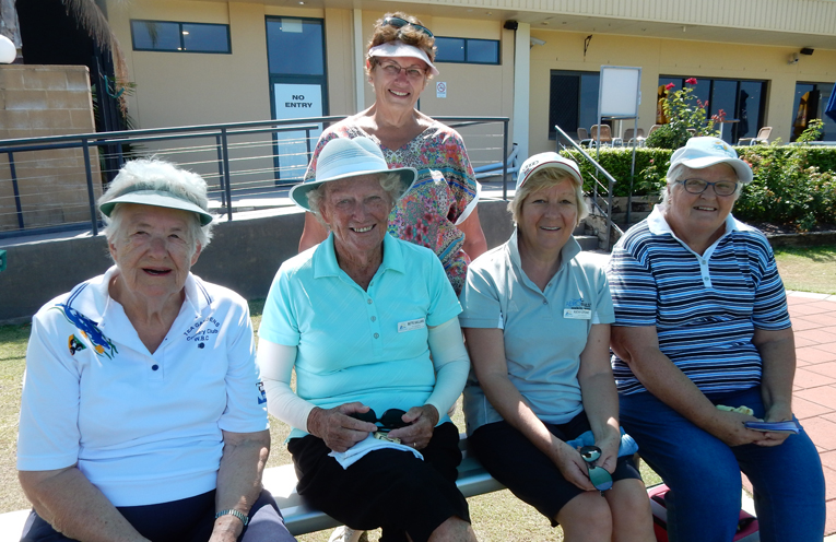 Ann Remment, Bette Saillard, Judi Polak, Kathy Stone and Julie Kennedy, enjoying a 5 minute break in Sunday Mixed Bowls.