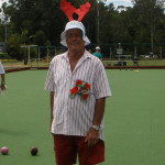 Henk Faber, entering into the Christmas festivities at Sunday Bowls